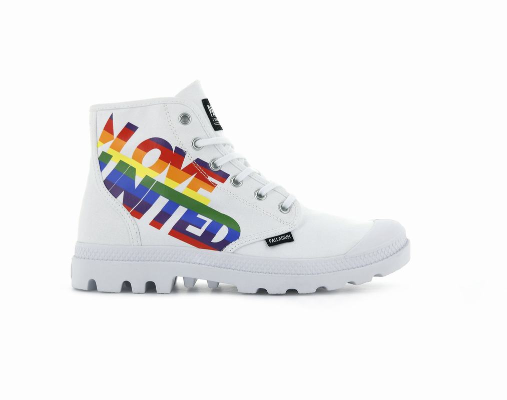 Palladium Pampa Hi Pride Men's Boots White (QRTD15278)